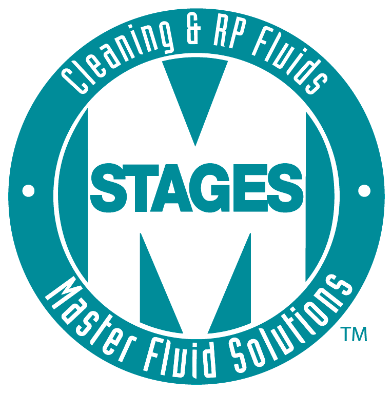 logo - Master STAGES wrapped with Cleaning & RP Fluids and Master Fluid Solutions, teal