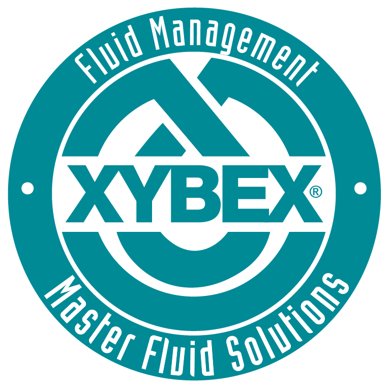 Logo - XYBEX<sup>®</sup> wrapped with Fluid Management and Master Fluid Solutions, teal