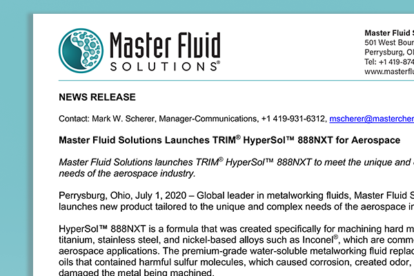 Master Fluid Solutions press releases - news, announcements and developments